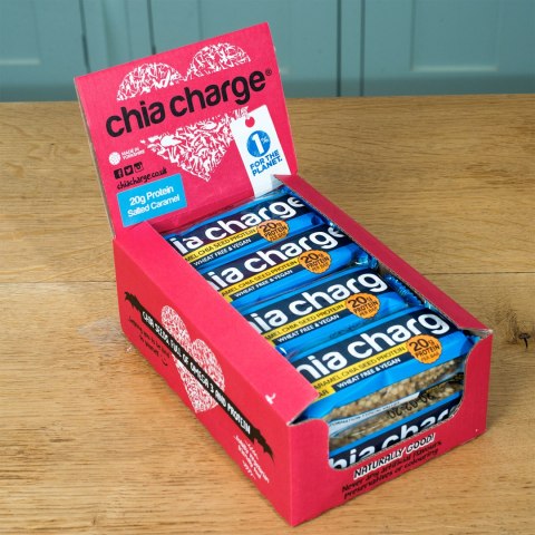 Baton białkowy słony karmel z nasionami chia Chia Charge Protein Crispy Bar Vegan Salted Caramel 60g
