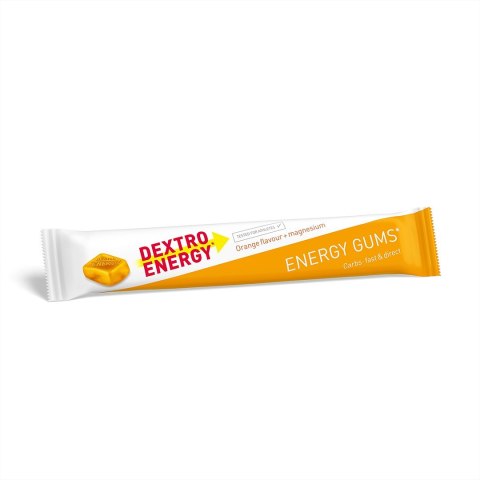 Dextro Energy Energy Gum Orange + Magnesium gumy energetyczne o smaku pomarańczowym z magnezem 45g