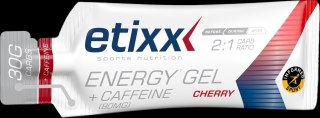 Żel energetyczny z kofeiną wiśniowy o smaku wiśni dobry skuteczny Etixx Energy Gel Caffeine Cherry 2:1 Carb Ratio 40ml