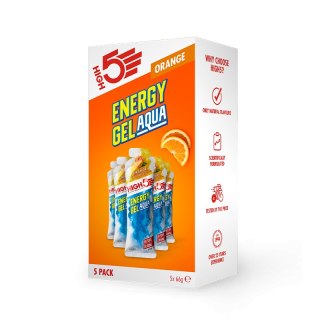 Żel energetyczny o smaku pomarańczowym płynny zestaw 5 sztuk dobry skuteczny High5 Energy Gel Aqua Orange x5 66g