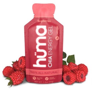 Żel energetyczny z chia mailnowy z kofeiną 25 mg zdrowy naturalny skuteczny bio Huma Gel Raspberries 42g