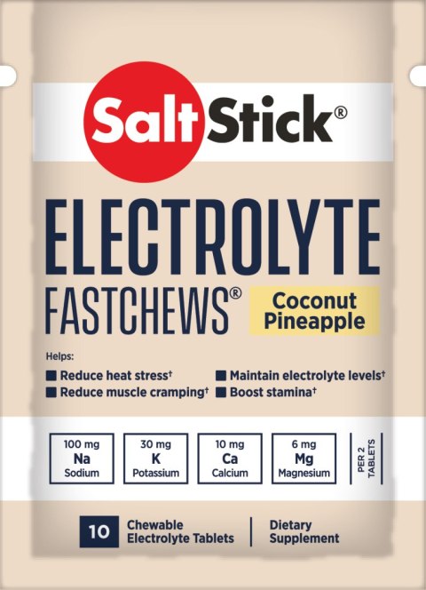 SaltStick Electrylote FastChews Coconut Pineapple saszetka 10 szt. pastylki do żucia z elektrolitami o smaku kokosowo-ananasowym