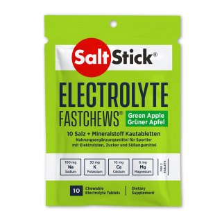 SaltStick Electrylote FastChews Green Apple saszetka 10 szt. pastylki do żucia z elektrolitami o smaku jabłkowym