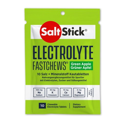 SaltStick Electrylote FastChews Green Apple saszetka 10 szt. pastylki do żucia z elektrolitami o smaku jabłkowym