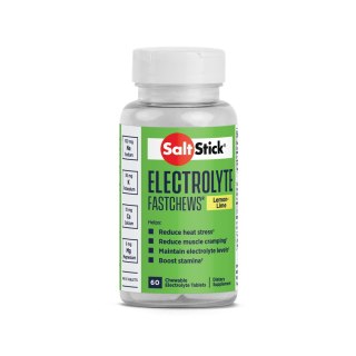 SaltStick Electrylote FastChews Lemon Lime butelka 60 szt. pastylki do żucia z elektrolitami o smaku cytrynowo-limonkowym