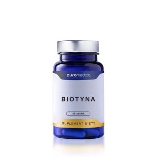 Biotyna witamina B7 WSPIERA metabolizm włosy układ nerwowy BEZ konserwantów barwników glutenu laktozy VEGAN Puromedica 60szt
