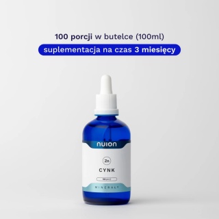Cynk w płynie w kroplach cytrynian suplement diety zdrowe kości wysoki testosteron dobra odporność wegan NUION Puromedica 100ml