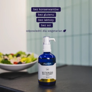 Witamina D3K2MK7 płyn krople WZMACNIA kości odporność zęby BEZ konserwantów glutenu WEGE Puromedica 2000IU NUION 300porcji 100ml