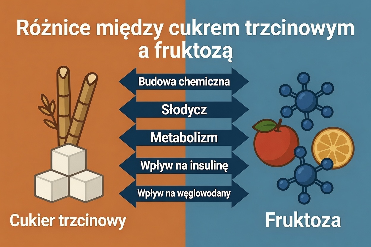 Różnice między cukrem trzcinowym a fruktozą